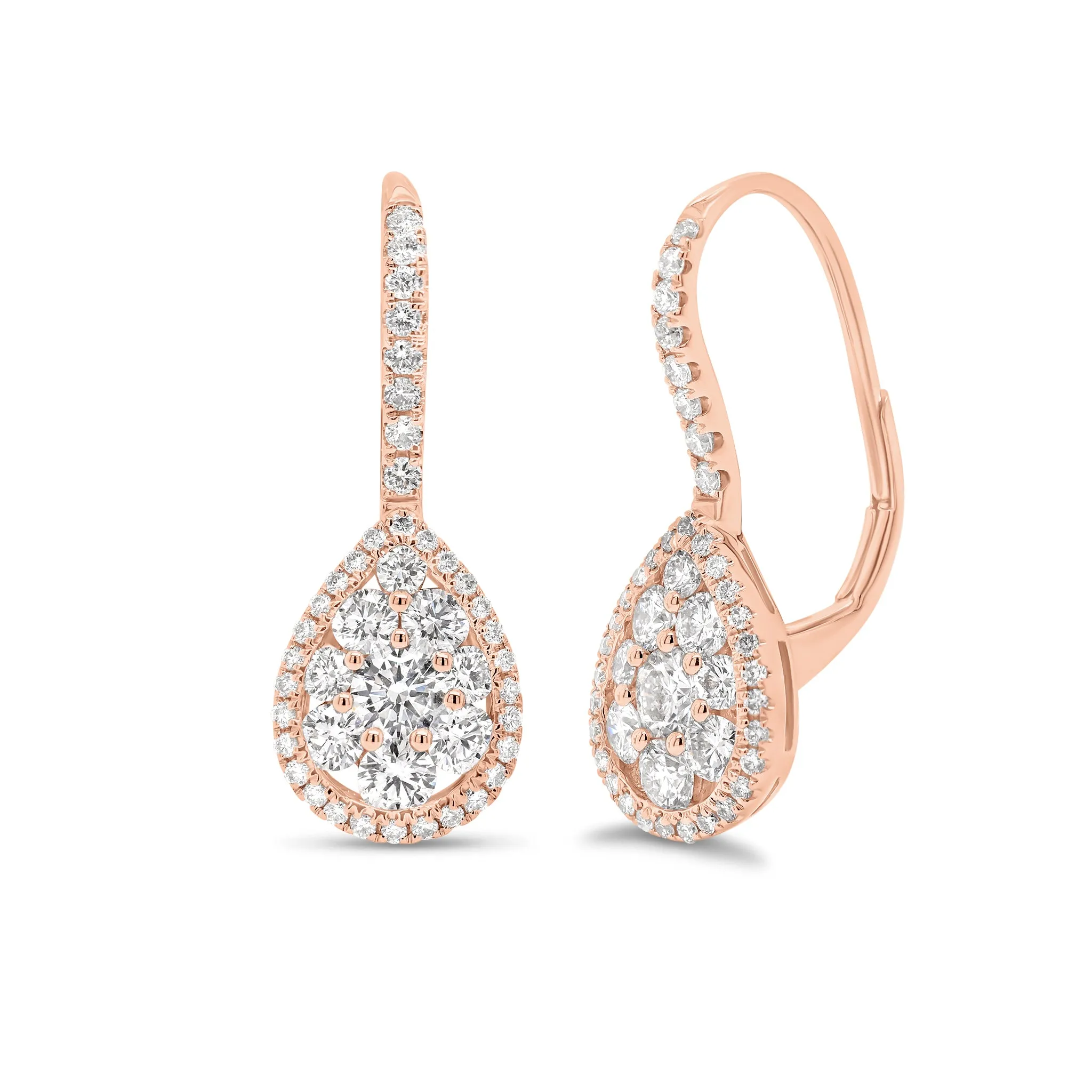 Diamond Teardrop Lever-Back Earrings