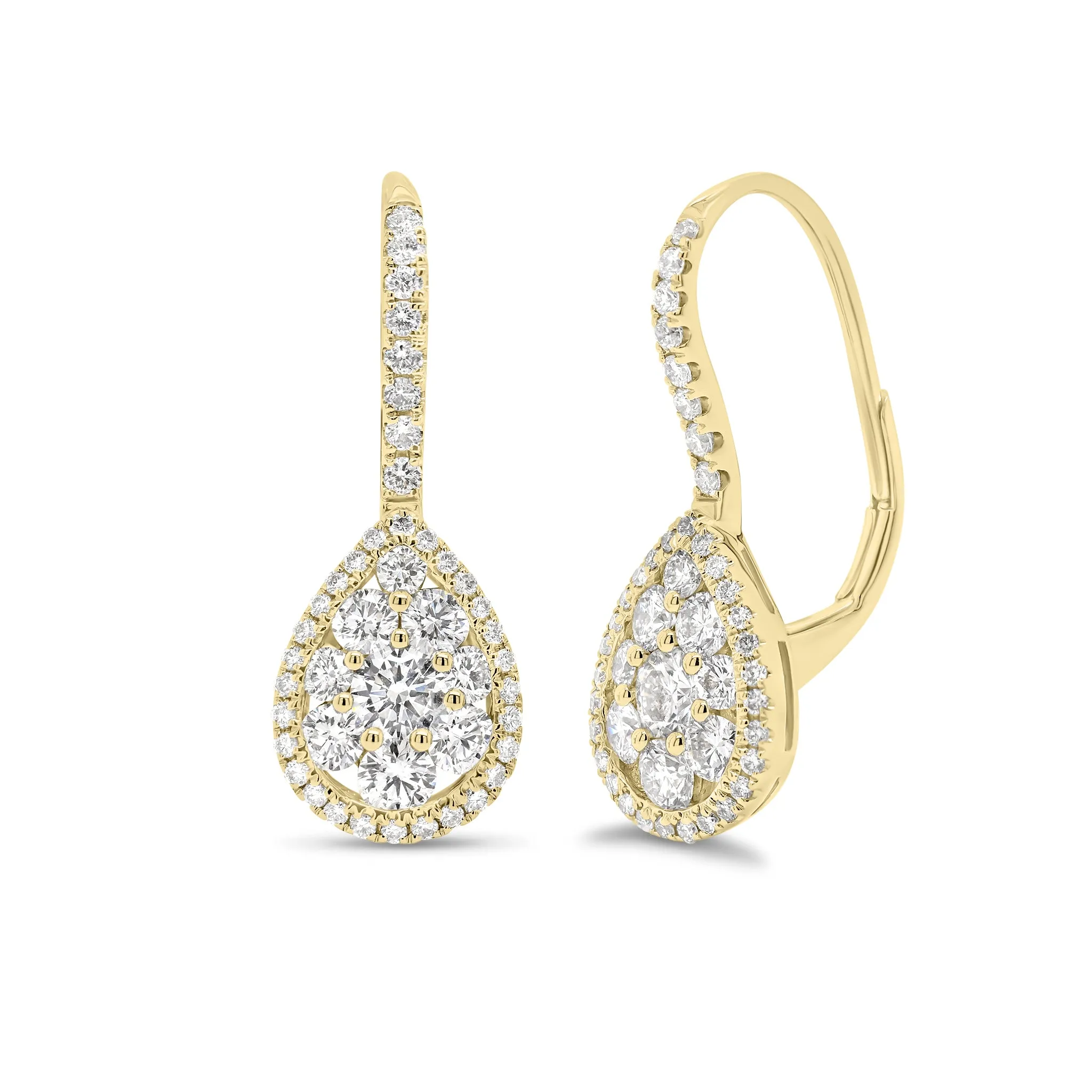 Diamond Teardrop Lever-Back Earrings