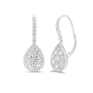 Diamond Teardrop Lever-Back Earrings