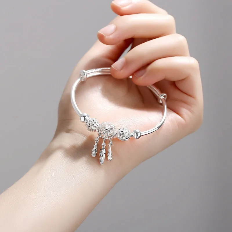 Dreamcatcher Silver Plated Bracelet Female Fashion Exquisite Adjustable Hollow