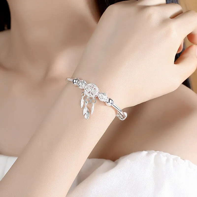 Dreamcatcher Silver Plated Bracelet Female Fashion Exquisite Adjustable Hollow