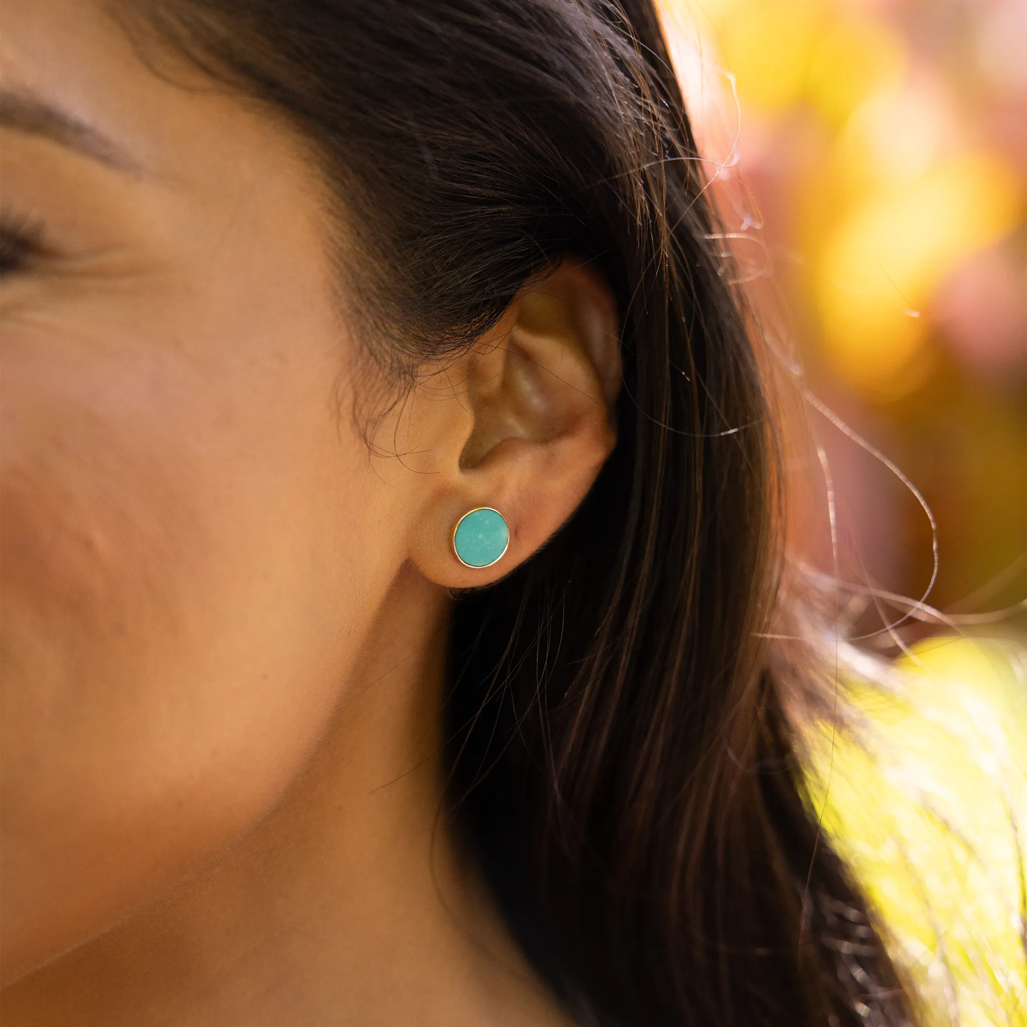 Eclipse Turquoise Earrings in Gold - 9mm