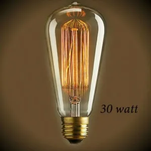 Edison Squirrel Cage Filament 30 Watt Bulb - 5.5 in. Length - Amber