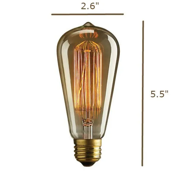 Edison Squirrel Cage Filament 30 Watt Bulb - 5.5 in. Length - Amber