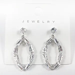 Elegant oval shape cz style dangle brass earrings