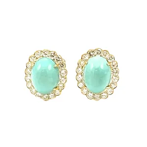 Elegant Turquoise and Diamond Cluster Earrings