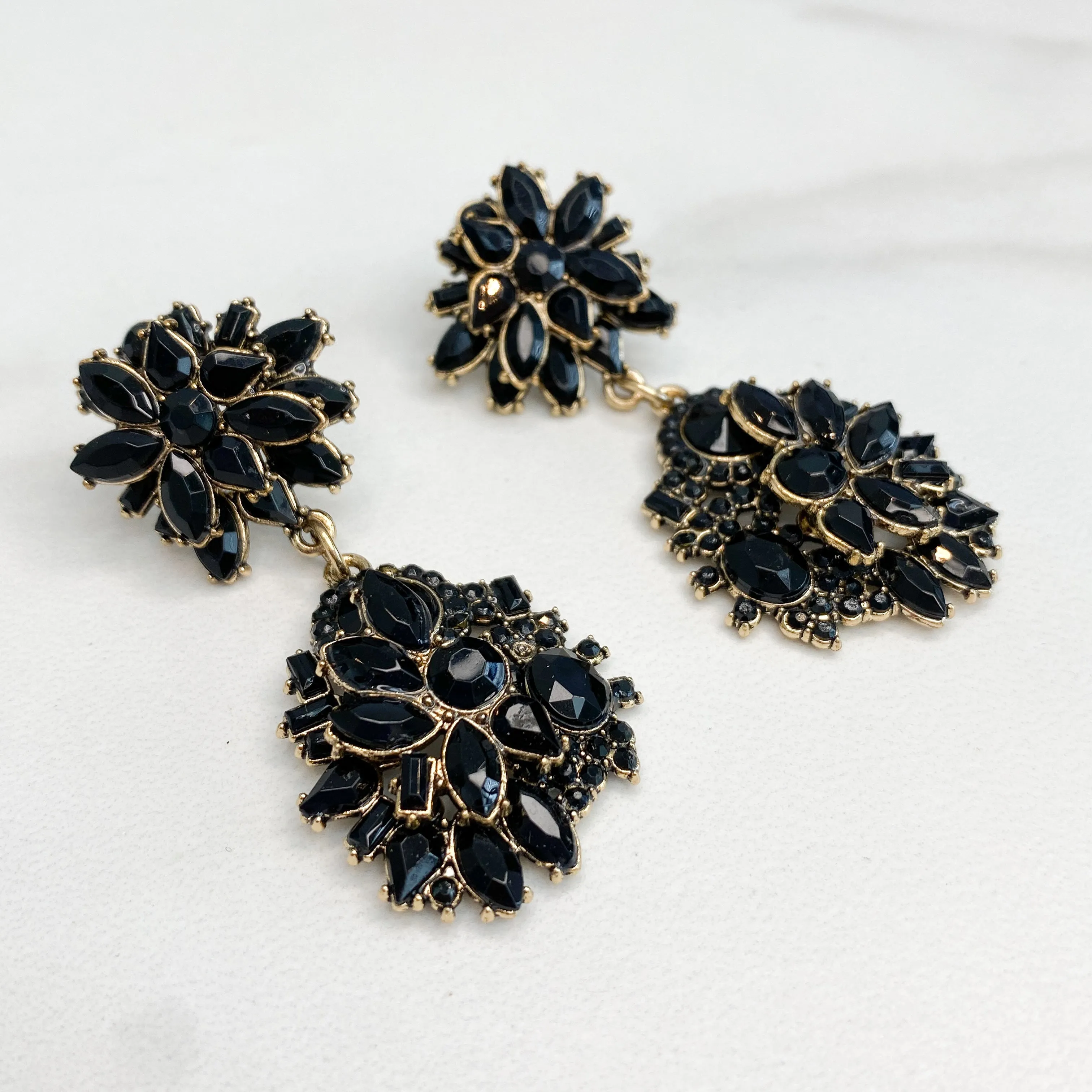 ELLA Black & Gold Drop Earrings