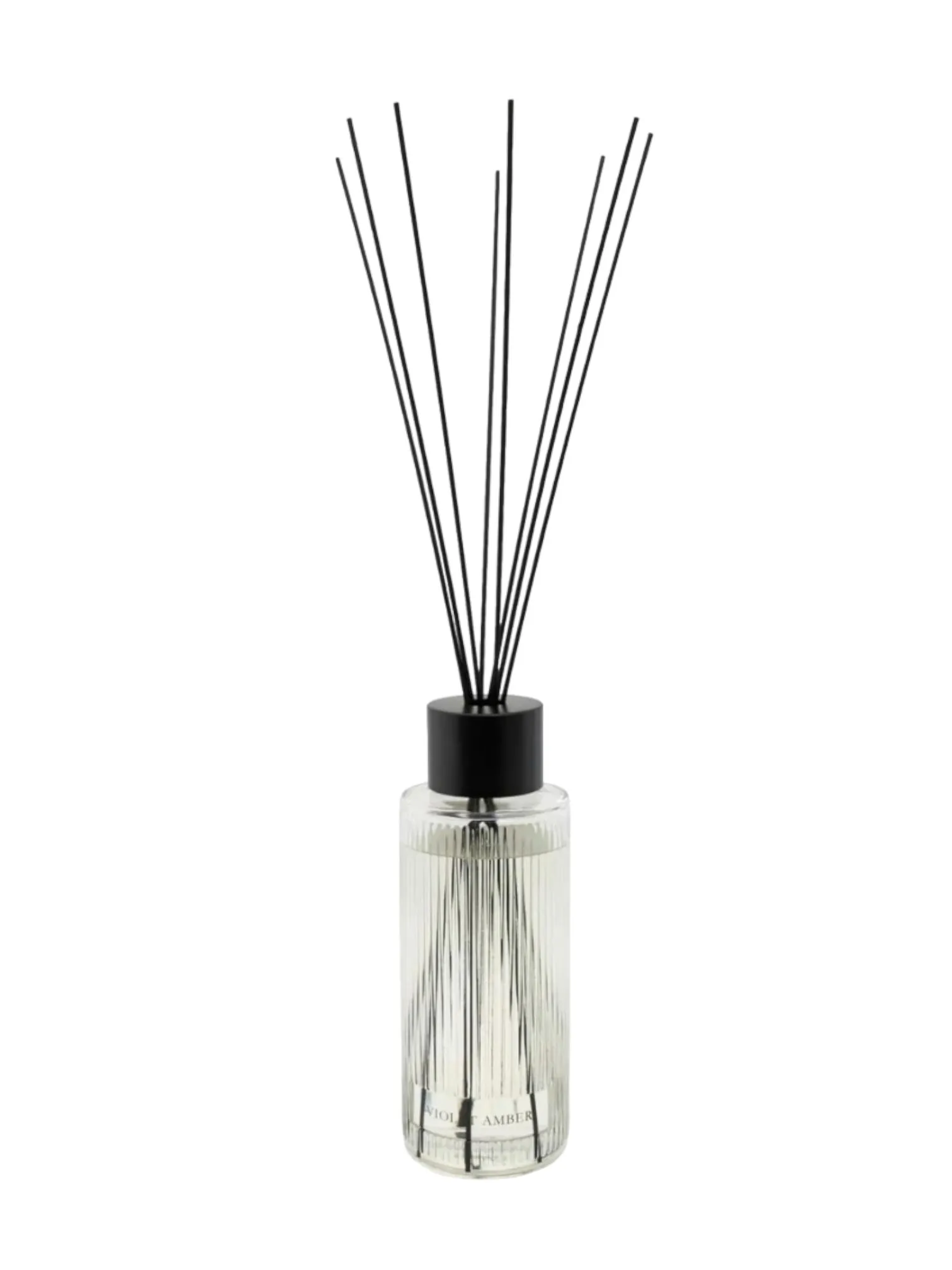 Extra Large Statement Clear Glass Ribbed Scented Reed Diffuser - Violet Amber