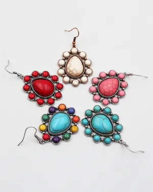 Floral Stone Dangle Earrings