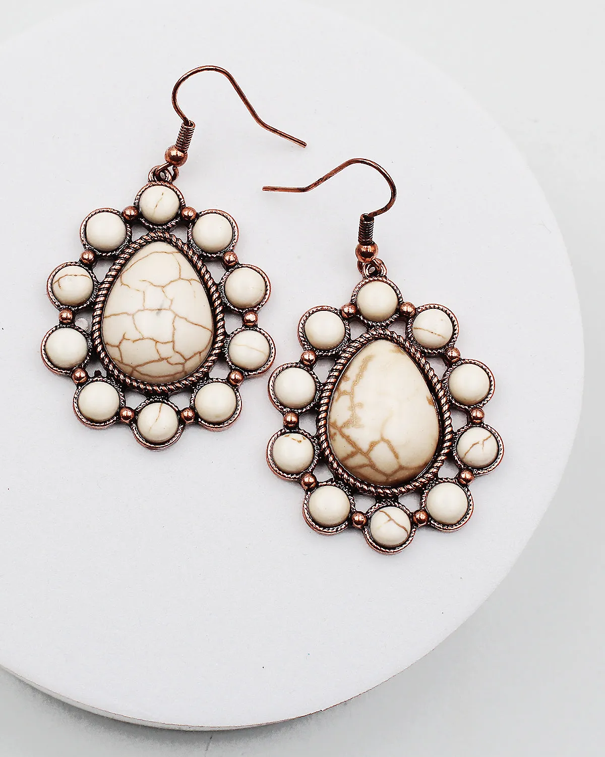 Floral Stone Dangle Earrings