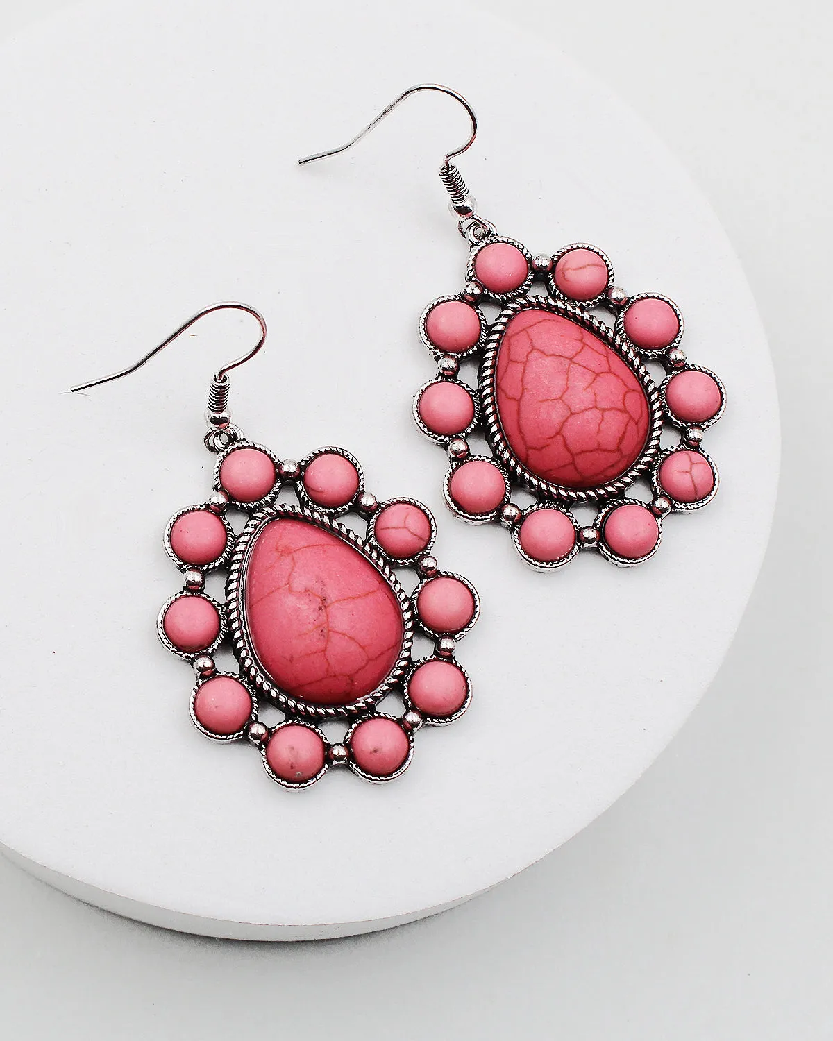 Floral Stone Dangle Earrings