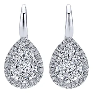 Gabriel & Co. Teardrop Cluster Diamond Leverback Earrings