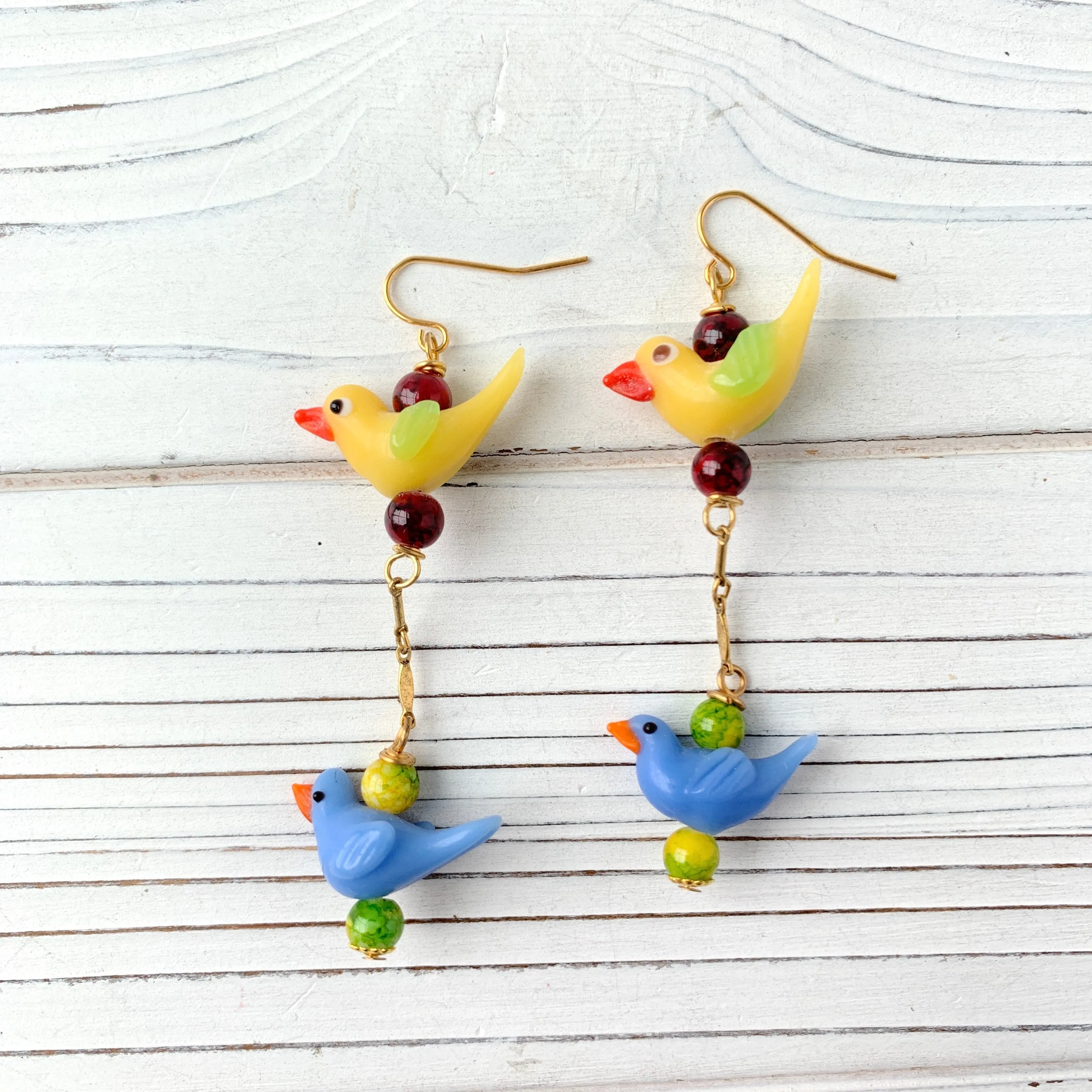 Glass Bird Earrings