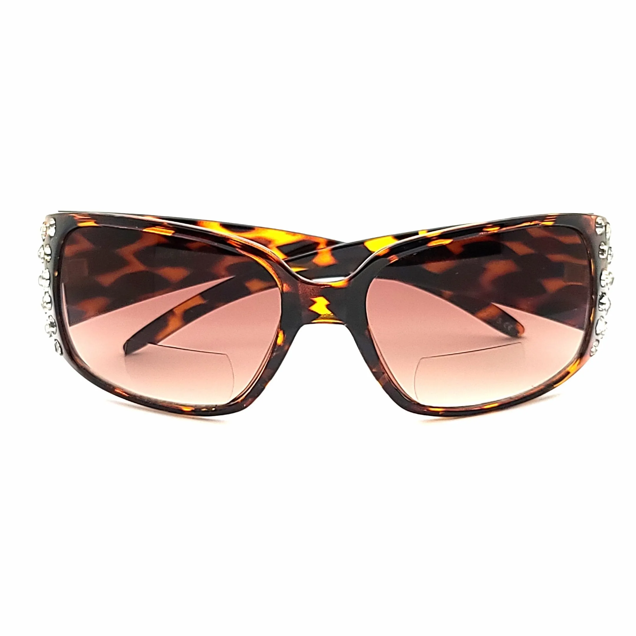 Glitterati Animal Print Large Lenses Butterfly NYS Rhinestone Bifocal Reading Sunglasses