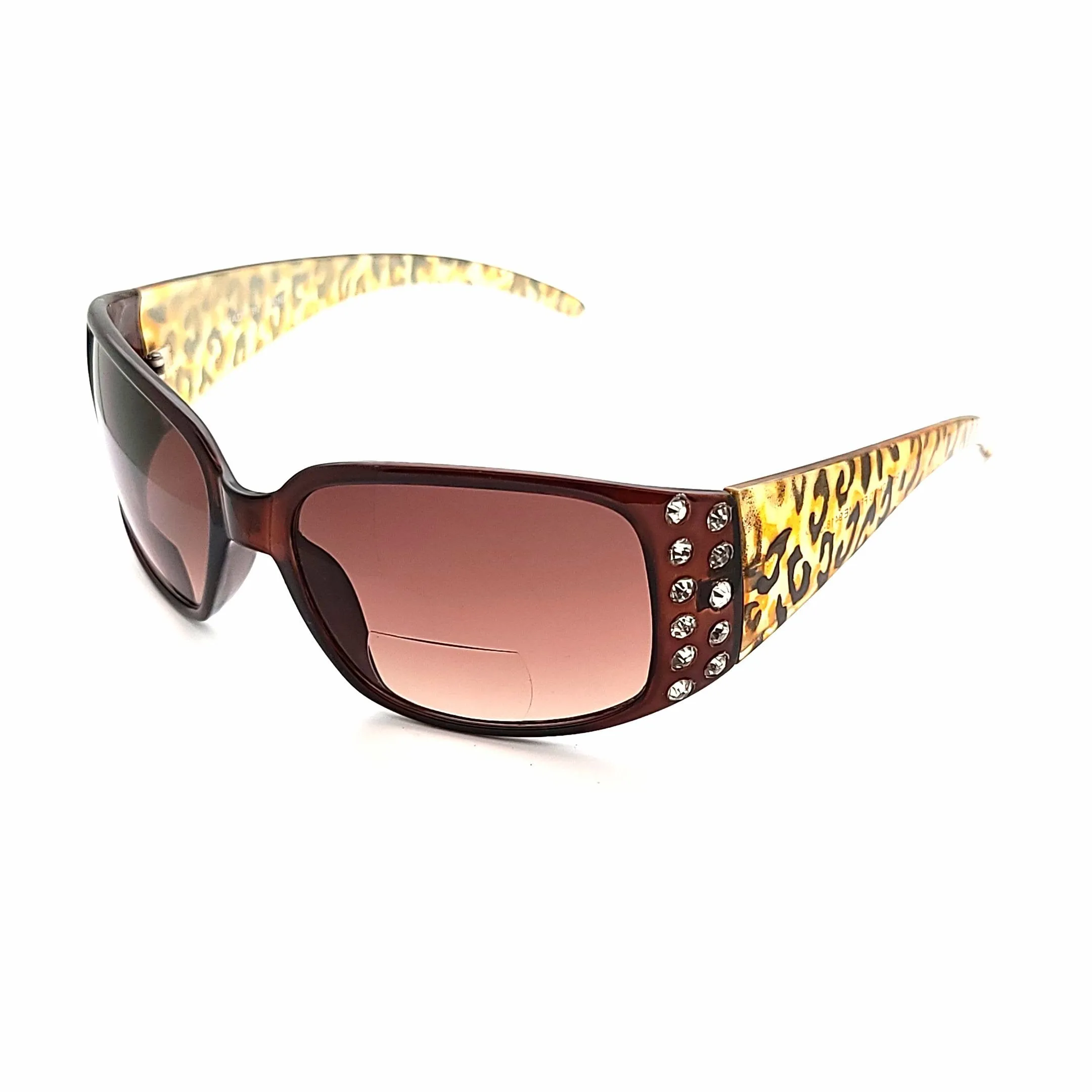 Glitterati Animal Print Large Lenses Butterfly NYS Rhinestone Bifocal Reading Sunglasses