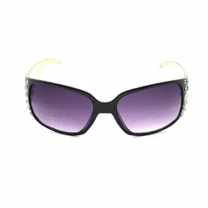 Glitterati Animal Print Large Lenses Butterfly NYS Rhinestone Bifocal Reading Sunglasses