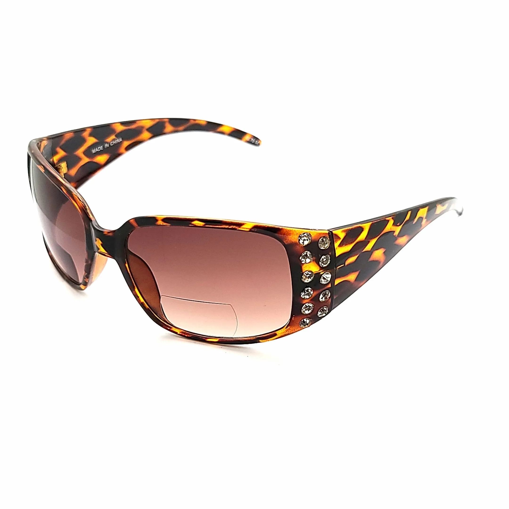 Glitterati Animal Print Large Lenses Butterfly NYS Rhinestone Bifocal Reading Sunglasses