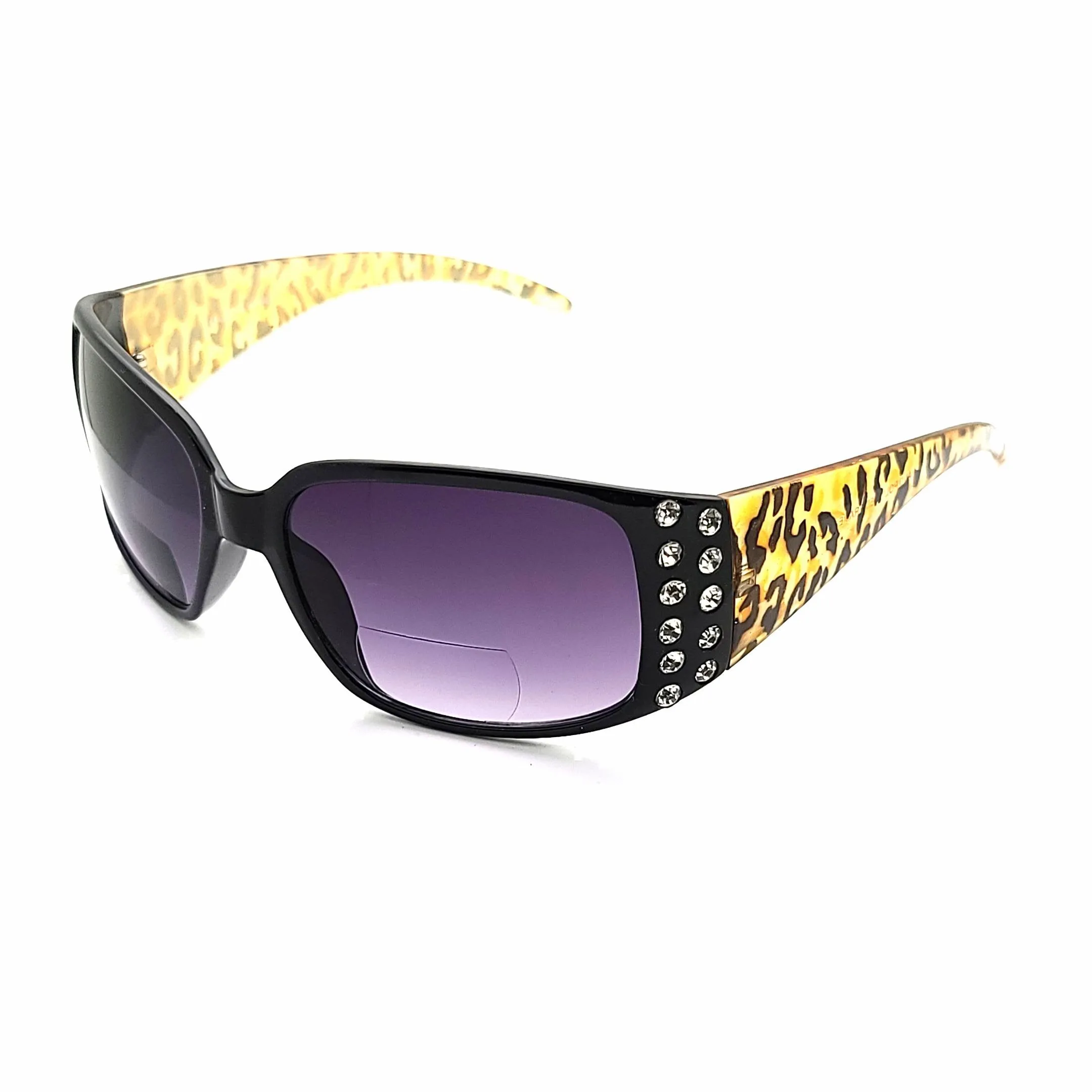 Glitterati Animal Print Large Lenses Butterfly NYS Rhinestone Bifocal Reading Sunglasses