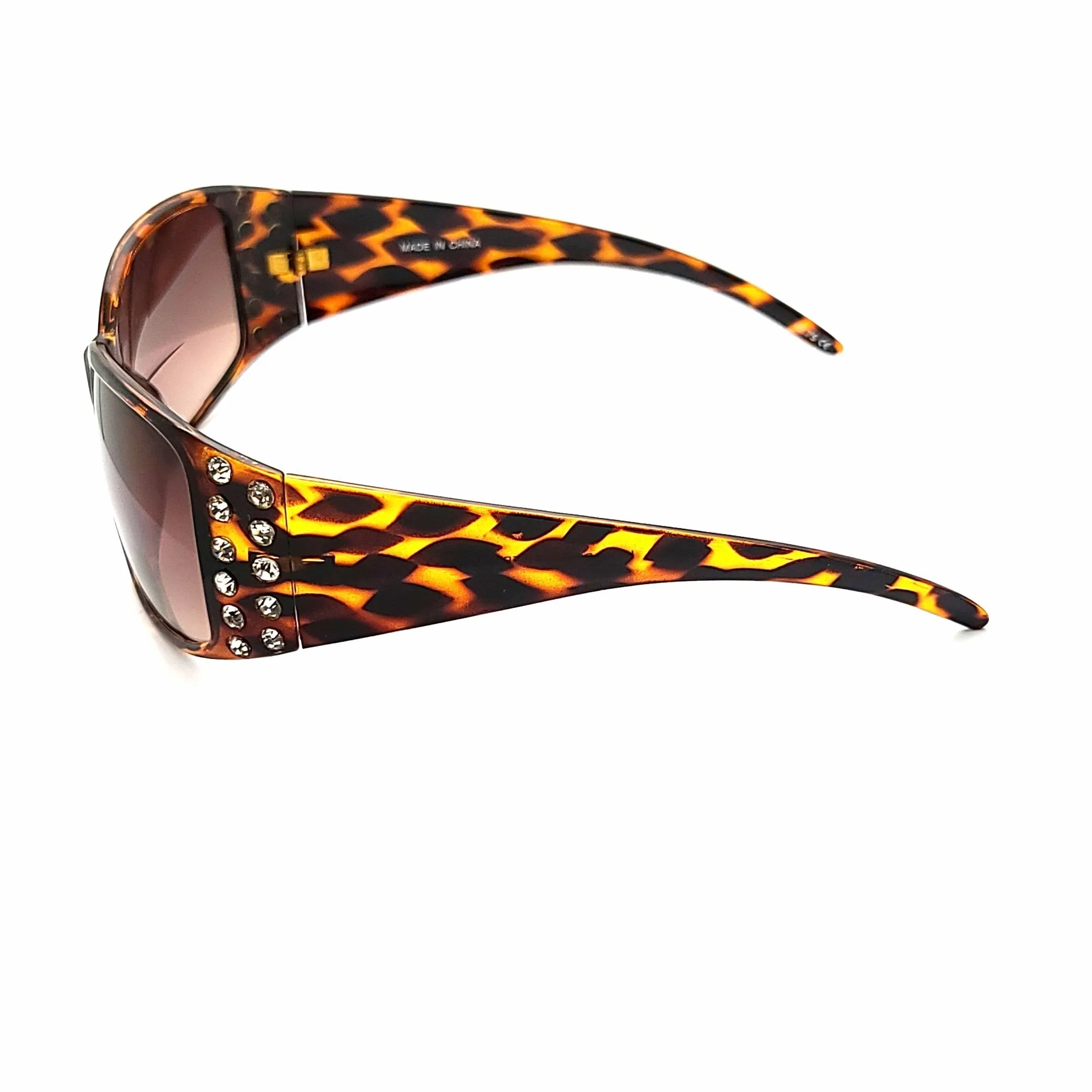 Glitterati Animal Print Large Lenses Butterfly NYS Rhinestone Bifocal Reading Sunglasses