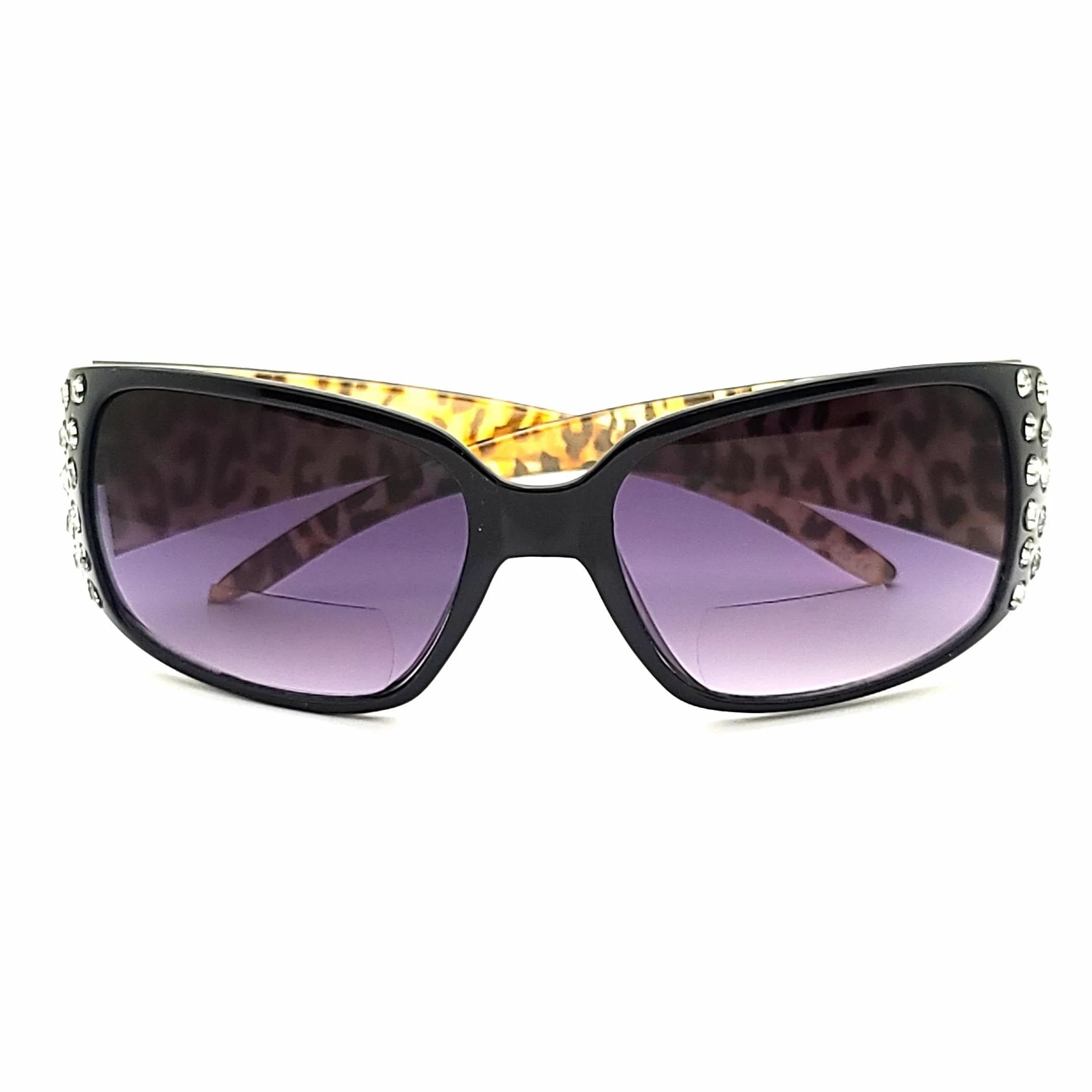 Glitterati Animal Print Large Lenses Butterfly NYS Rhinestone Bifocal Reading Sunglasses