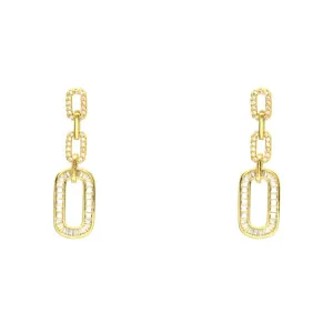 Gold Cubic Zirconia Chain Dangle Earrings