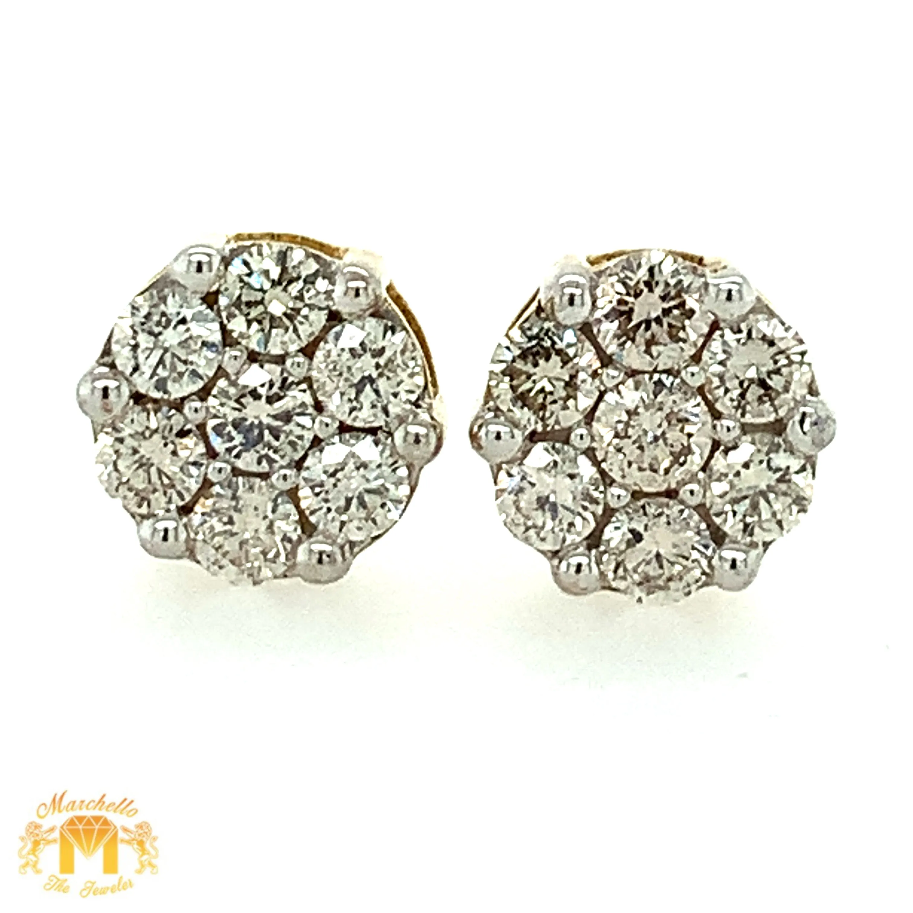 Gold Flower Shaped Diamond Earrings (pick gold color)