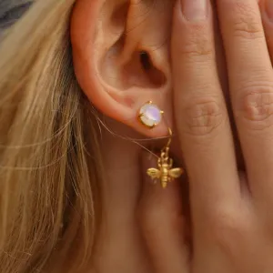 Gold Moonstone Studs