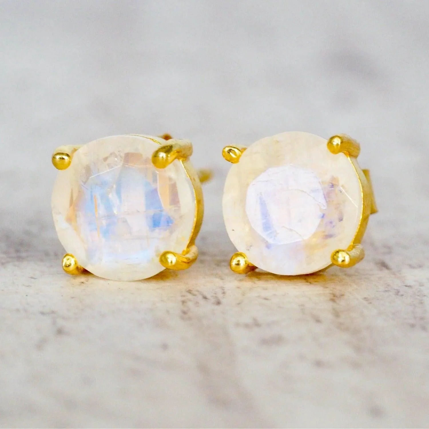 Gold Moonstone Studs