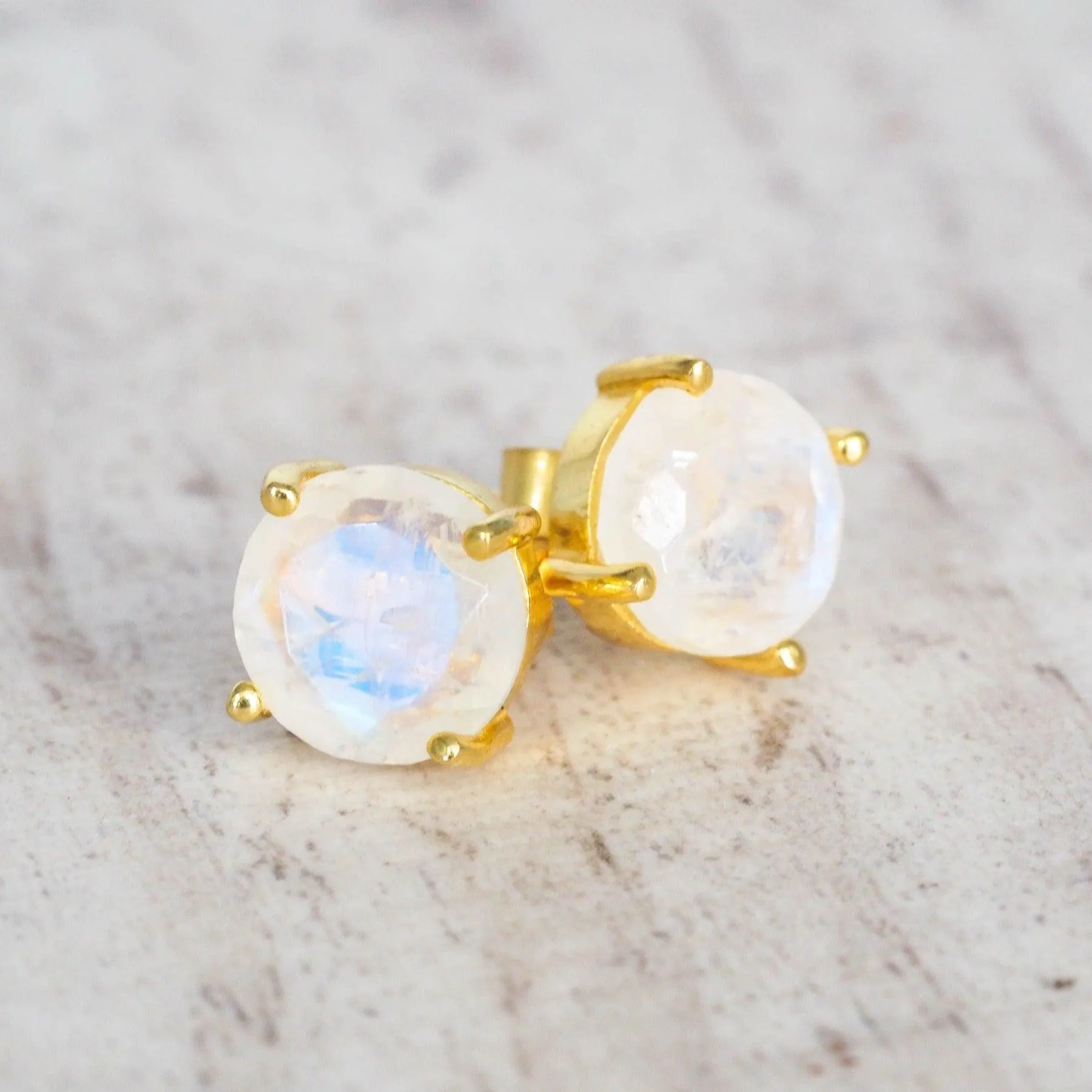 Gold Moonstone Studs