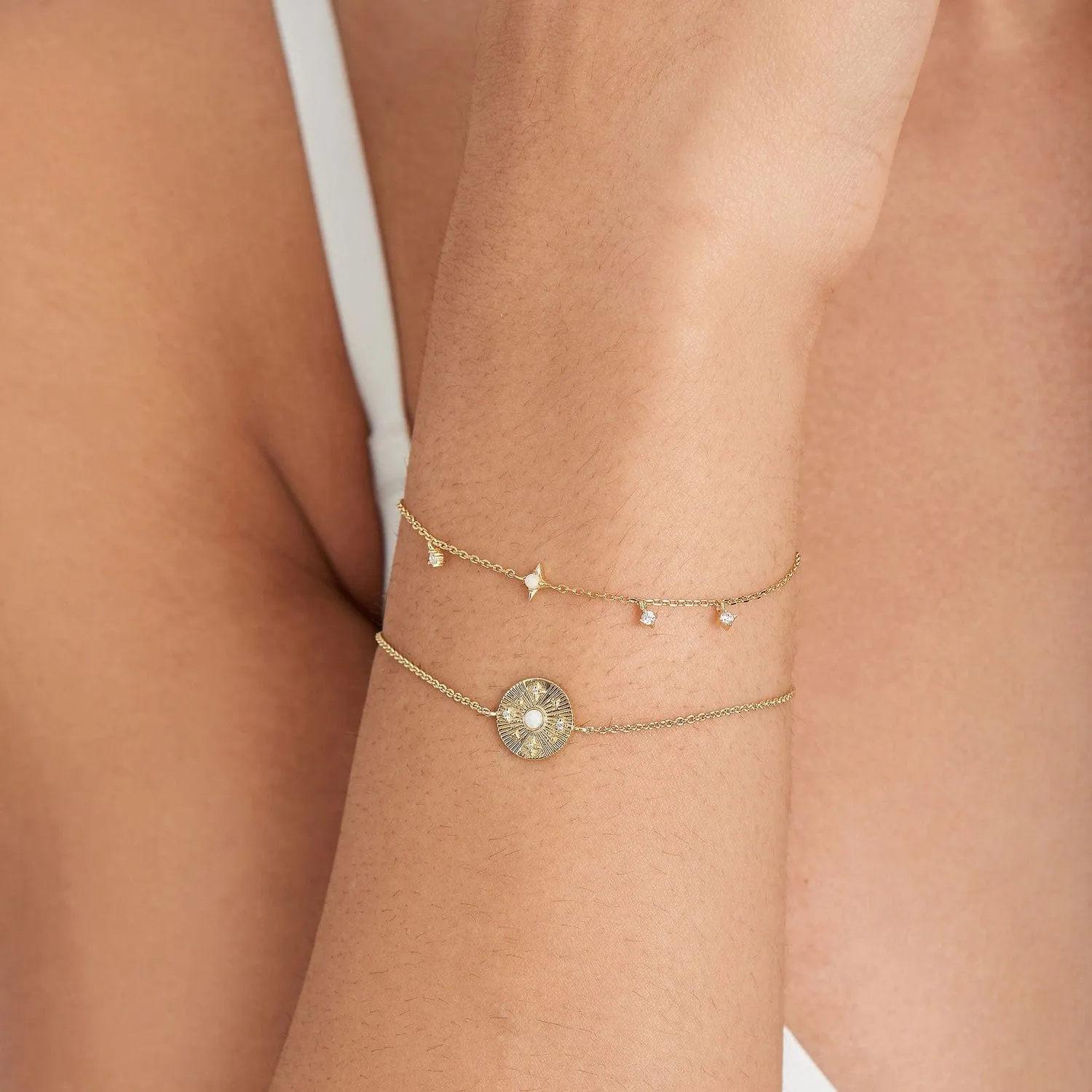 Gold Scattered Stars Kyoto Opal Disc Bracelet