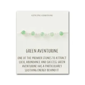 Green Aventurine Gemstone Bracelet with Quote Card