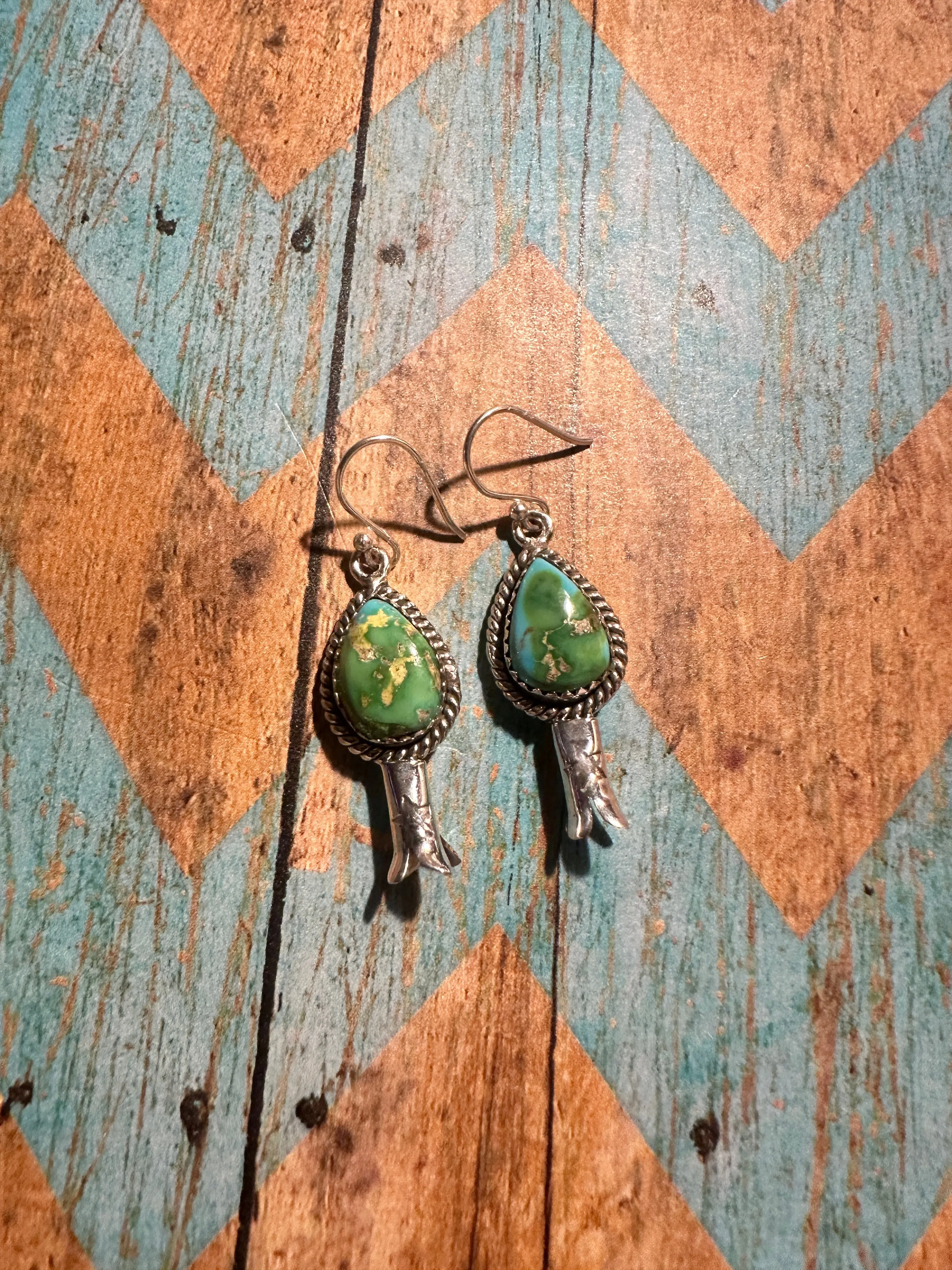 Handmade Sterling Silver & Sonoran Turquoise Blossom Earrings