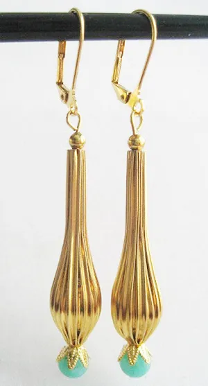 I Dream of Jeannie Fluted Leverback Drop Earrings