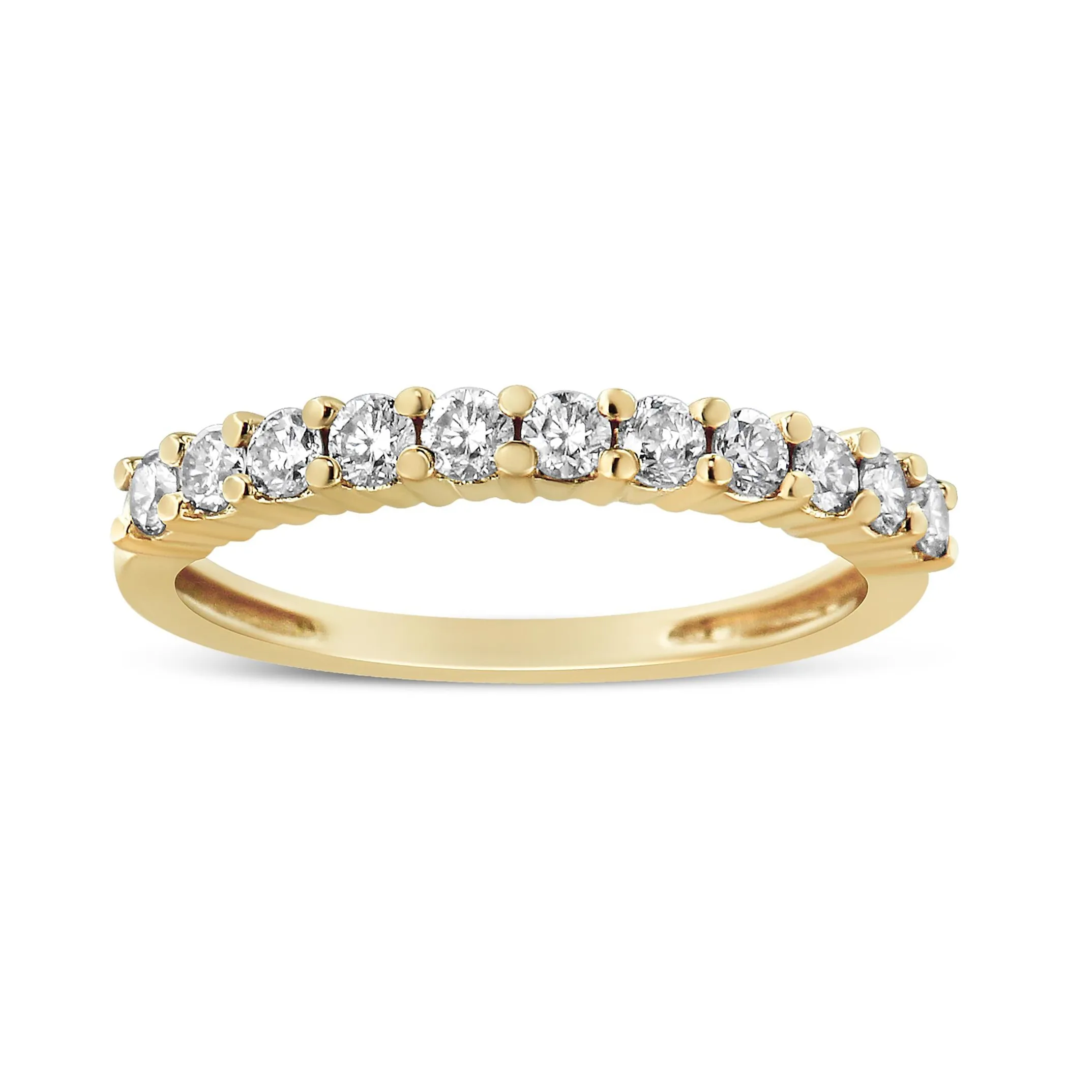 IGI Certified 1/2 Cttw Diamond 10K Yellow Gold Prong Set Fluted Band Style Wedding Ring (J-K Color, I1-I2 Clarity)