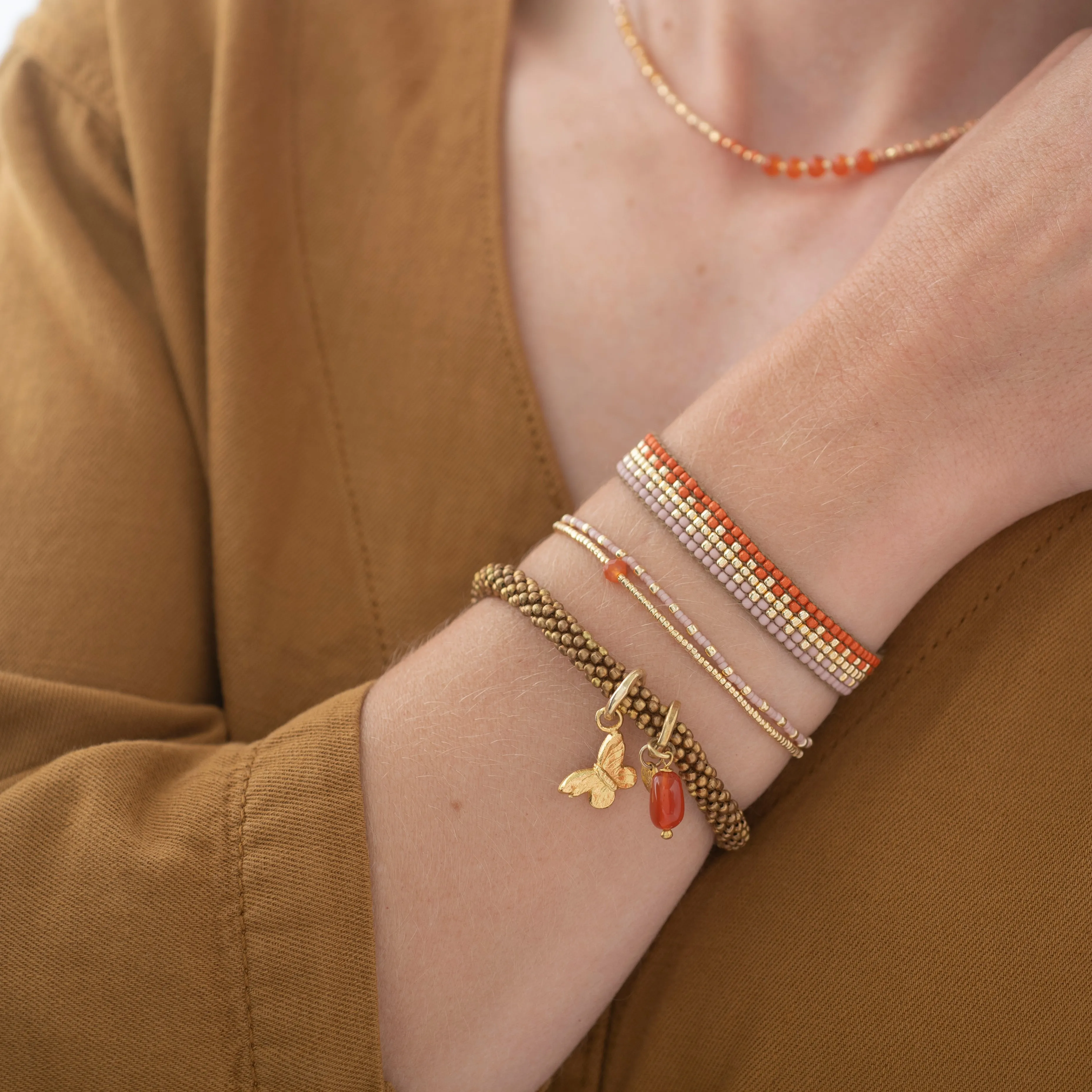 Jacky Carnelian Butterfly Gold Bracelet - A Beautiful Story