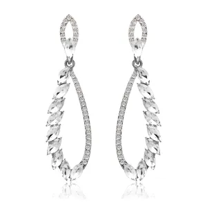 Kairangi Danglers Earrings for Women Elegant Silver Plated White Crystal Long Dangle Earrings for Women and Girls.