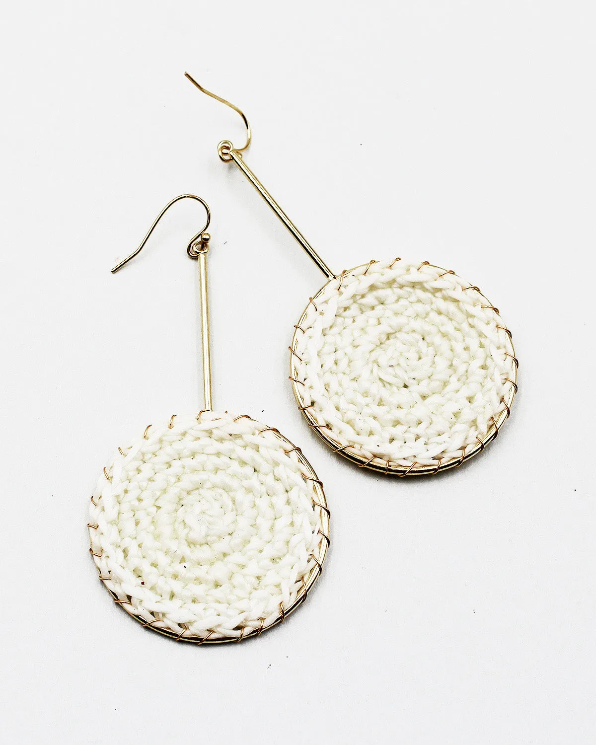 Knitted Circle Dangle Earrings