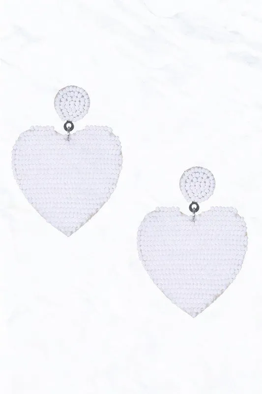 Love You White Heart Earrings