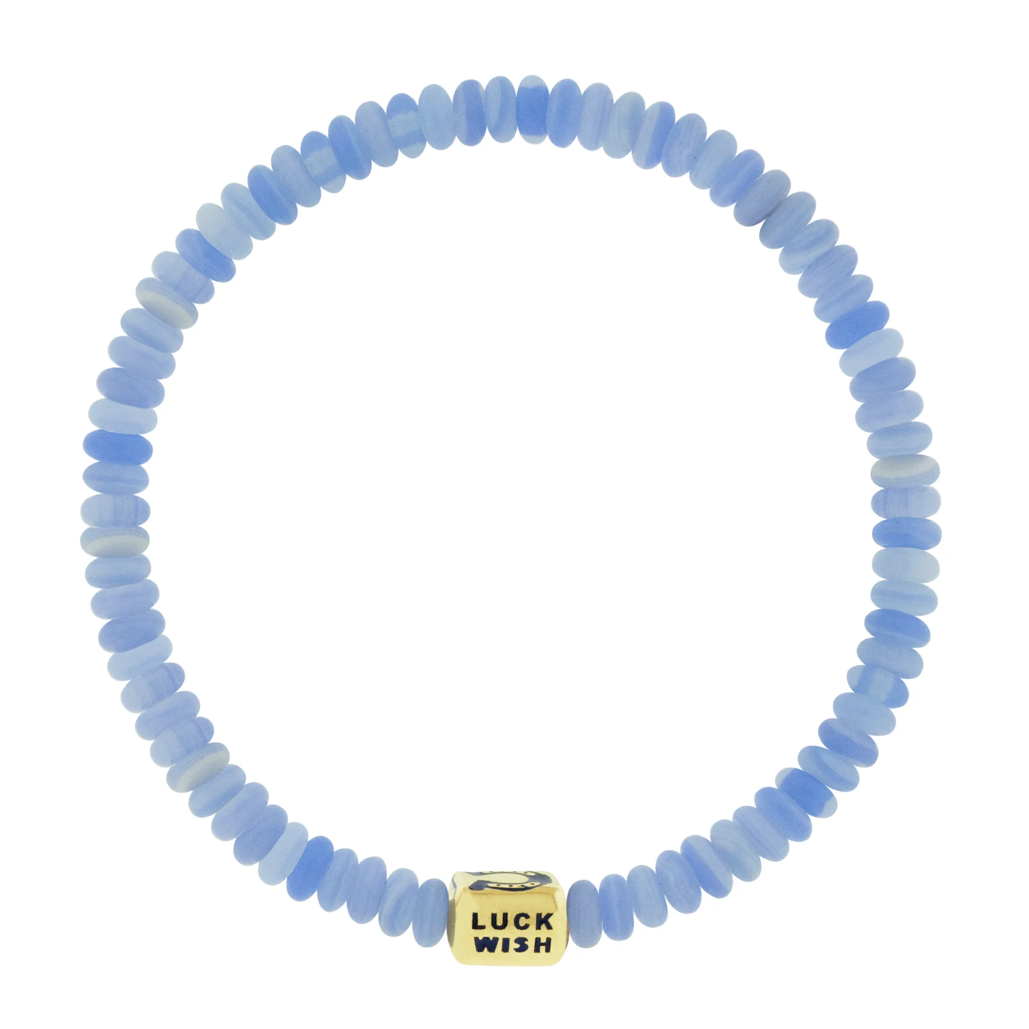 LUCKY HORSESHOE Ingot on Chalcedony Bead Bracelet