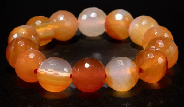 Luxury Orange Faceted Carnelian Natural Gemstone Bracelet