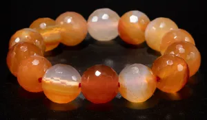 Luxury Orange Faceted Carnelian Natural Gemstone Bracelet