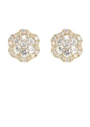 Mens Stud Diamond Earrings | 1.76 Carats 14K Yellow Gold