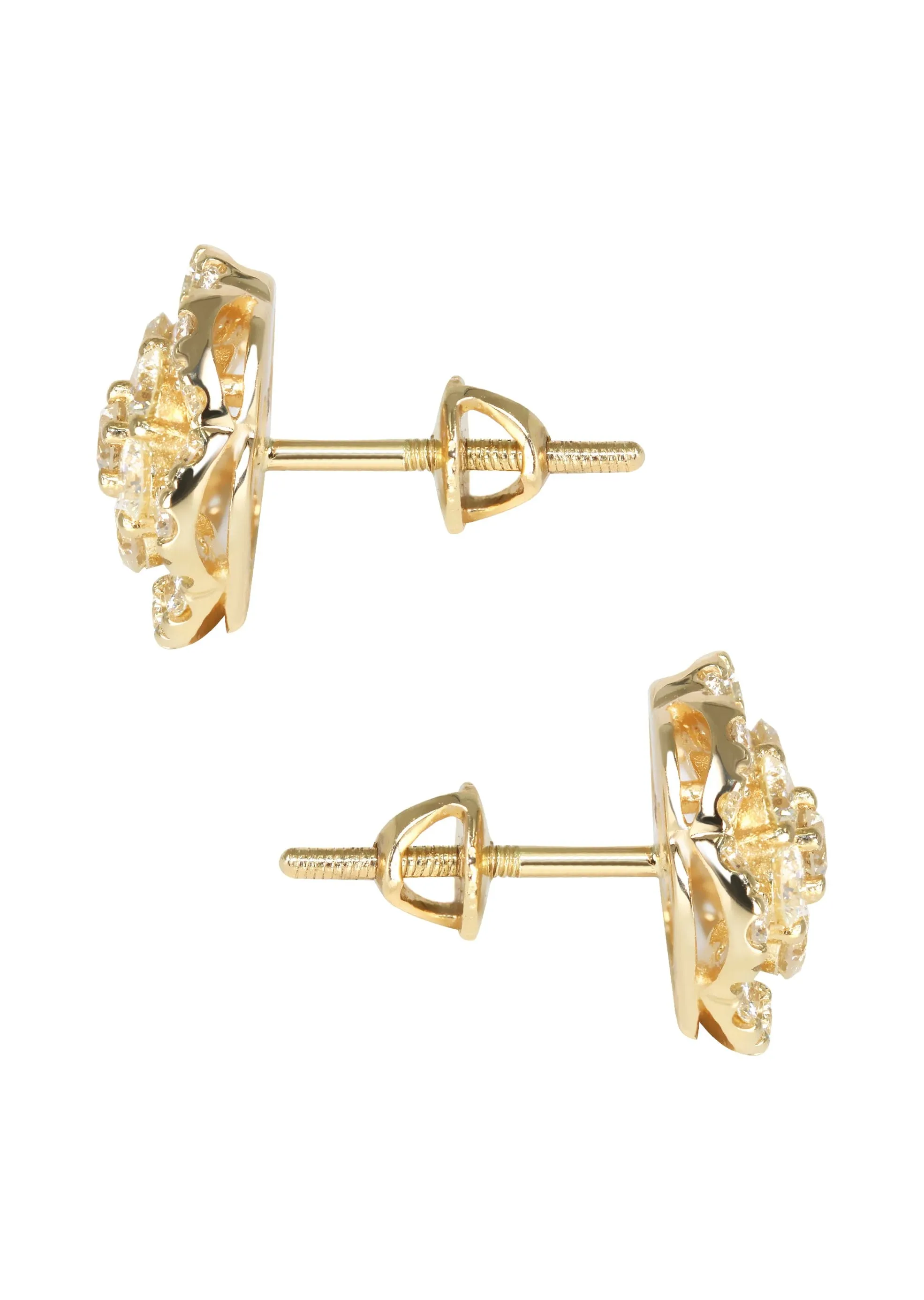 Mens Stud Diamond Earrings | 1.76 Carats 14K Yellow Gold