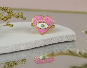 My Doris Pink Eye Heart Enamel Ring