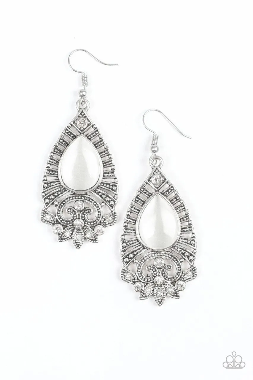 Paparazzi Earring ~ Majestically Malibu - White