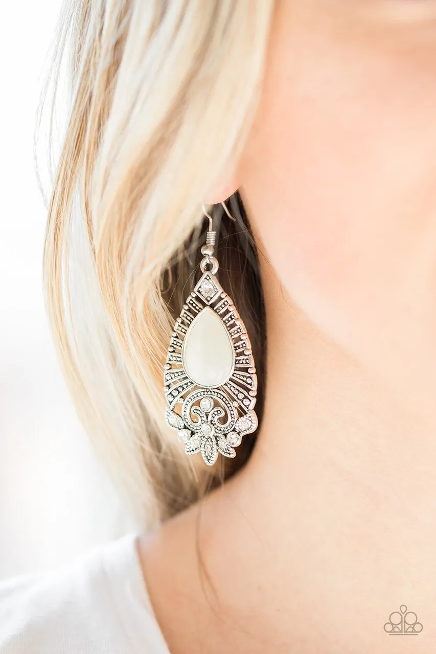 Paparazzi Earring ~ Majestically Malibu - White