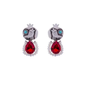 Pomegranate & Bird Earrings