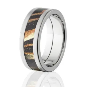 Premium Cross Brushed Finish, Shadow Grass Camo Wedding Ring