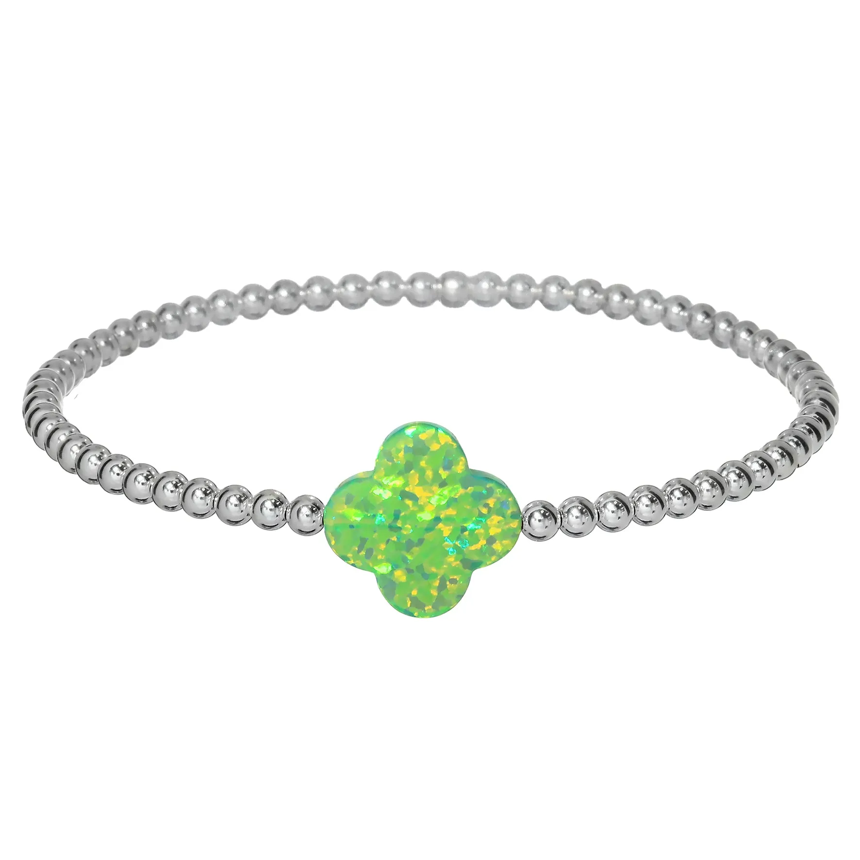 "LUCKY CLOVER" Large Opal on Gold Filled beaded Bracelet