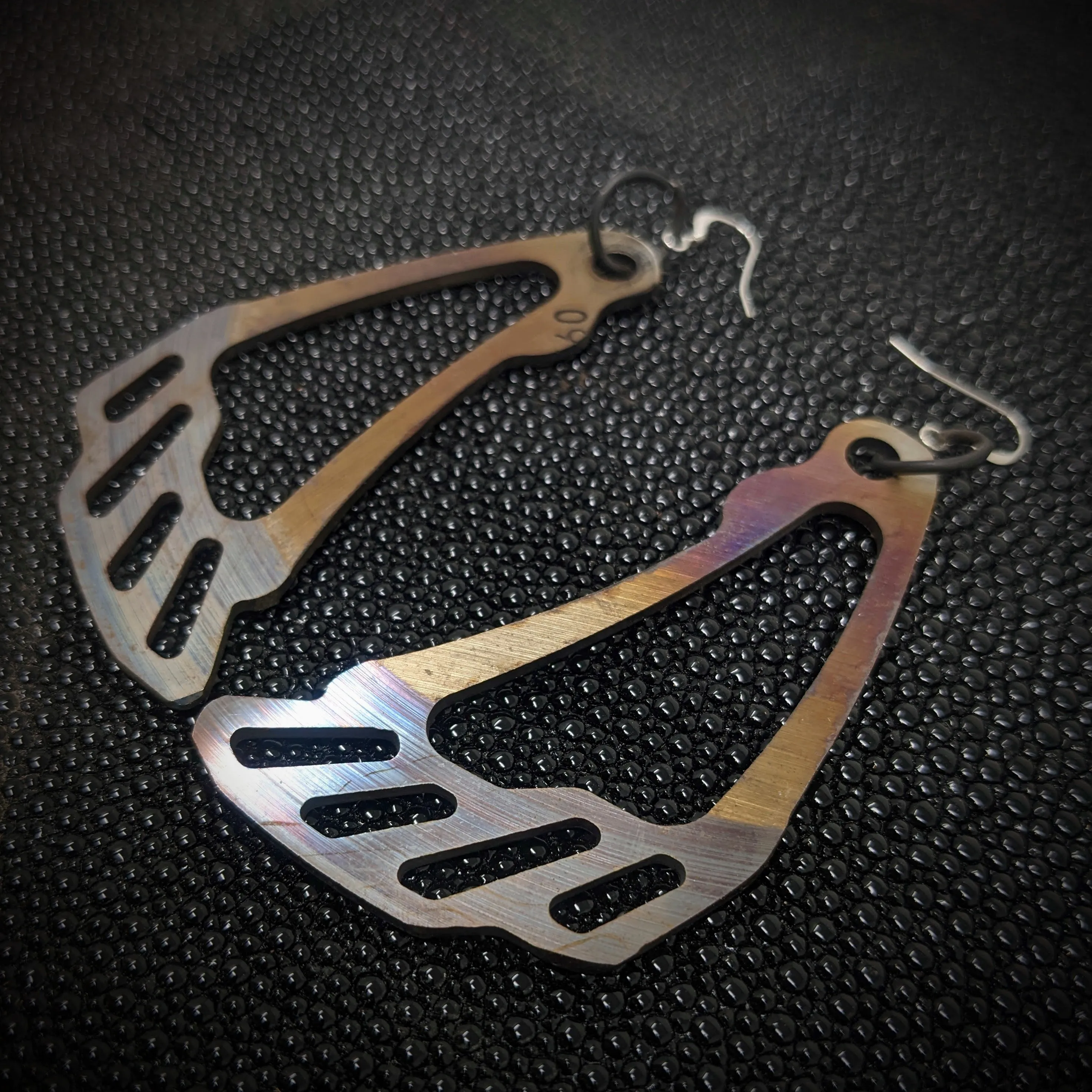 Rainbow Disk Brake Wedge Earrings